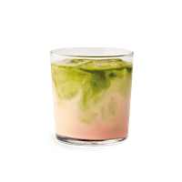 Iced matcha + strawberry latte