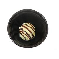 Vanilla pod ice cream with chocolate sauce